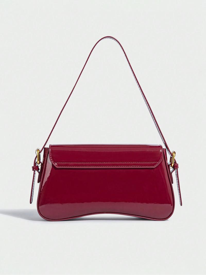 Women's Solid-Color Shoulder Bag, Fashionable PU Leather Crossbody Bag for Daily Use, Trendy Versatile High-quality Commuting Bag