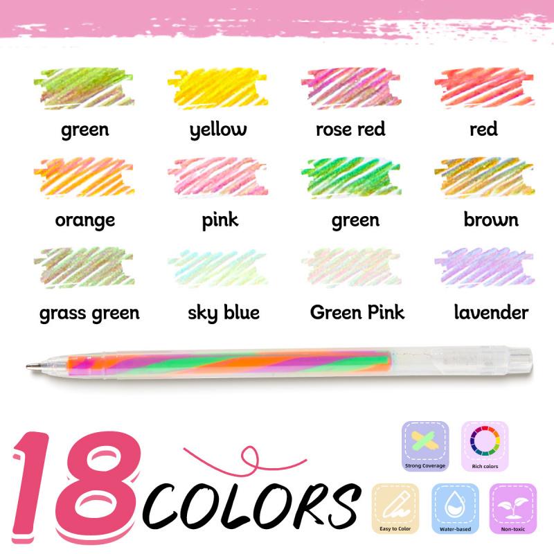 Mixing of 3 Colors Rainbow Gel Pens Color Changing Ballpoint Pen Glitter Pen Set for Adults Coloring Books Drawing Doodling Scrapbooking Notes,Artist Illustrating
