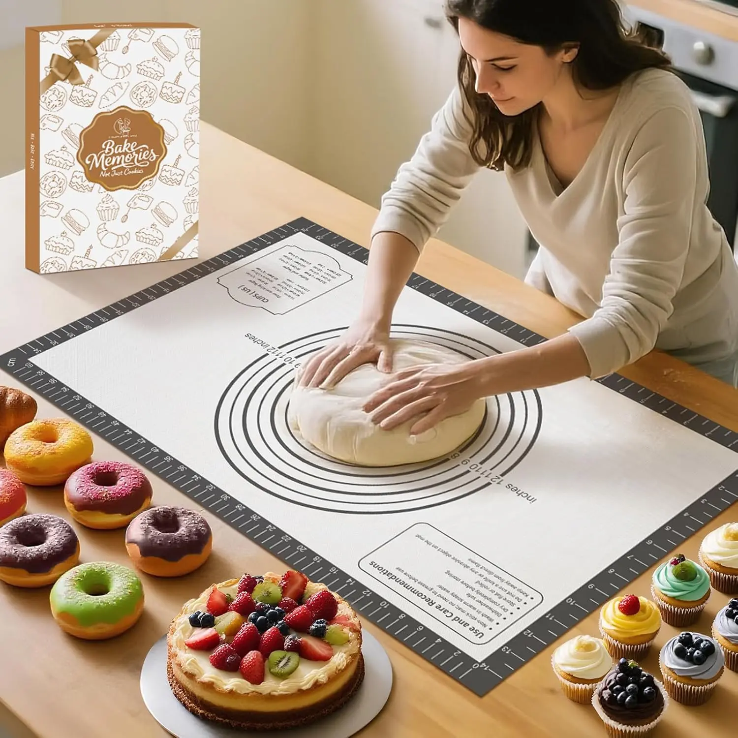 Baking Mat,Non Stick Pastry Dough Mat for Rolling, Macarons Baking Mat, Pie Crust Bread Pizza Mat, Counter Mat