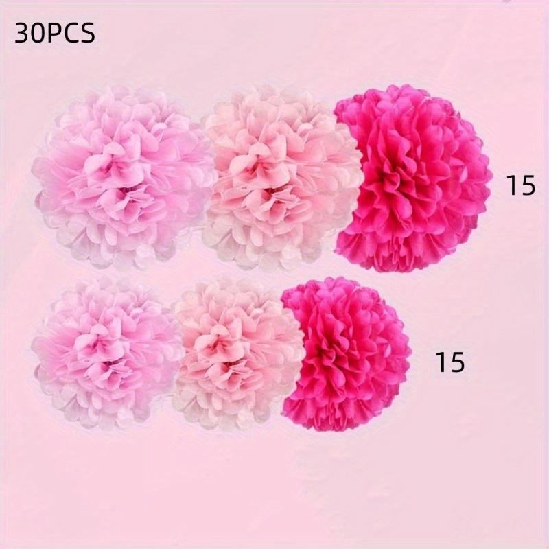 Pink Decor 30pcs Set of Sweet Handmade Paper Flower Balls – Hanging Decorations in Various Sizes, Perfect for Engagement Weddings, Birthday Parties, and Home Outdoor Decoration, Pink Series
