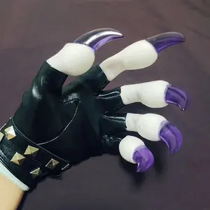 1Pair Furry Gloves Kig Fursuit Paws Cosplay Plush Glove Handwear Beast Claw Gloves Black White Multicolor Claw Cool Furry Party
