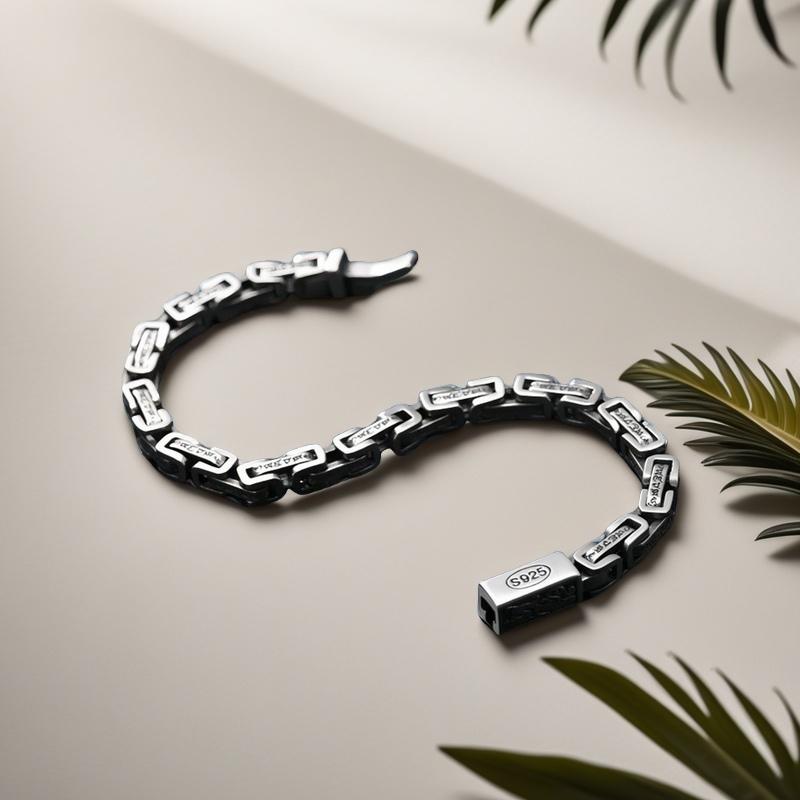 Full silver s925 bracelet Sterling silver bracelet men's bracelet can be opened to wear send boyfriend send dad birthday holiday gift Silver weight 25g /0.88 oz