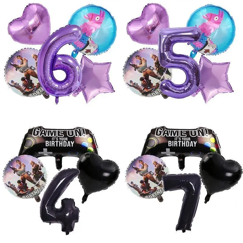 Fortnites Kids Birthday Party Decoration Number Balloons Set Game Fortress Night Boys Party Favor Round Shape Ballons Home Deocr