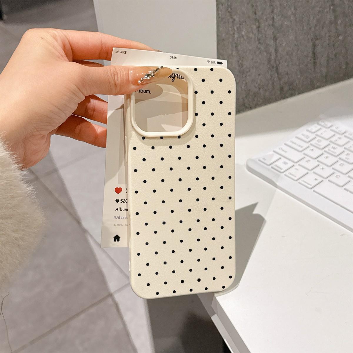 Polka Dot Print Tpu Anti-Drop Full Coverage Protective Case, Fits iPhone 11/12/13 Pro Max/14 Pro/15 Pro/iPhone 16/17 Plus