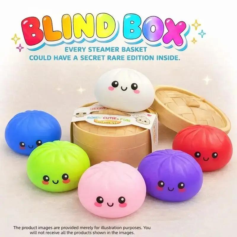 Big Dumpling Squishy - Blind Box, Mysecret Bun Fidget Toy, Soft TPR Material, Soft Squishy Silicone, Stress Relief, Unboxing Surprise, Random Style per Pack, Valentine's Day and Easter gifts, children to exchange gifts
