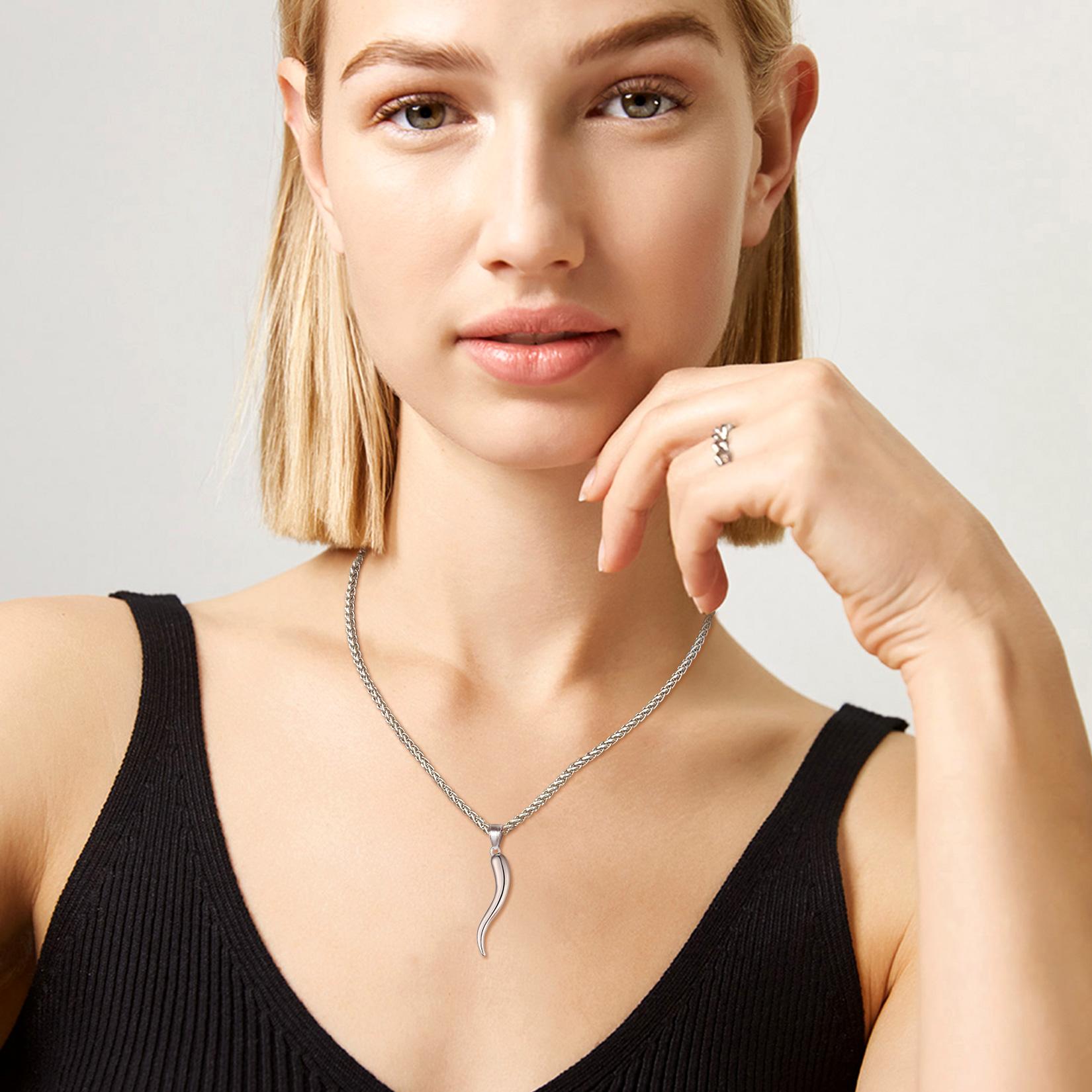 FaithHeart Italian Horn Necklace Cornicello Pendant for Men Women