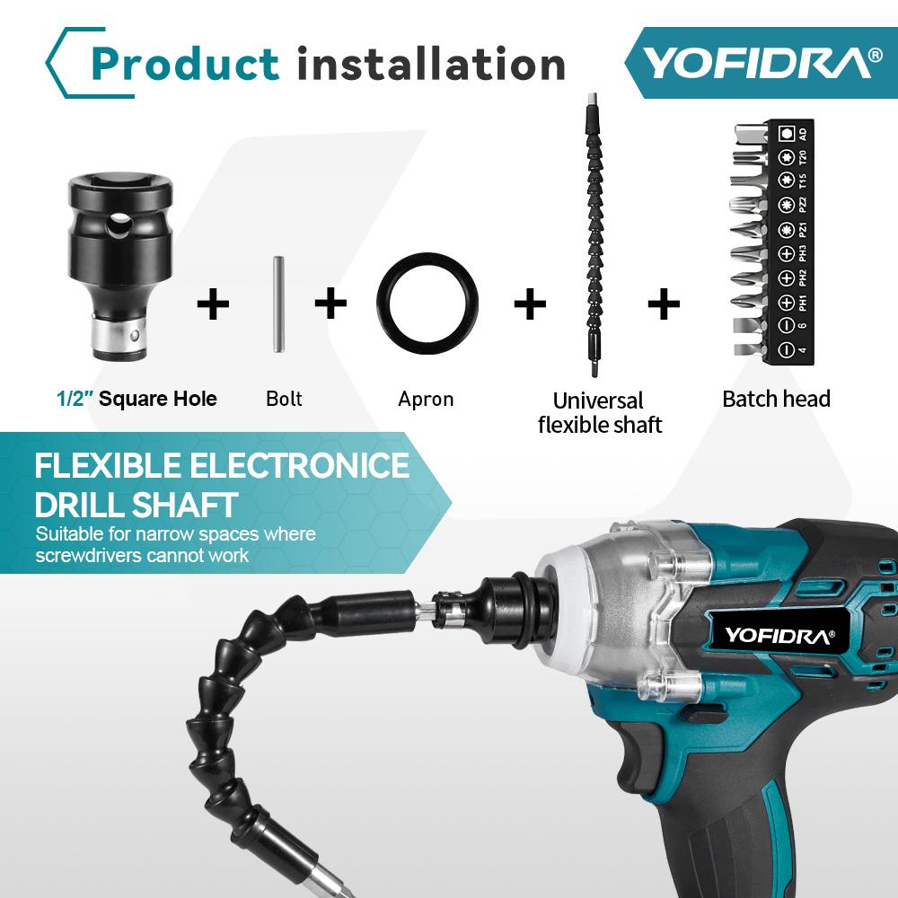 YOFIDRA 44-Piece Impact Wrench Accessory Kit – Sockets, Bits, Drills, Extension Rods & More, Set for 1/2" Square Drive Wrenches