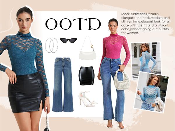 Avidlove Womens Long Sleeve Bodysuit Lace Tops Turtle Neck Shapewear Body Suits Going Out Top Fall Outfits Two Piece Set Avidlove Womens Long Sleeve Bodysuit Lace Tops Turtle Neck Shapewear Body Suits Going Out Top Fall Outfits Two Piece Set