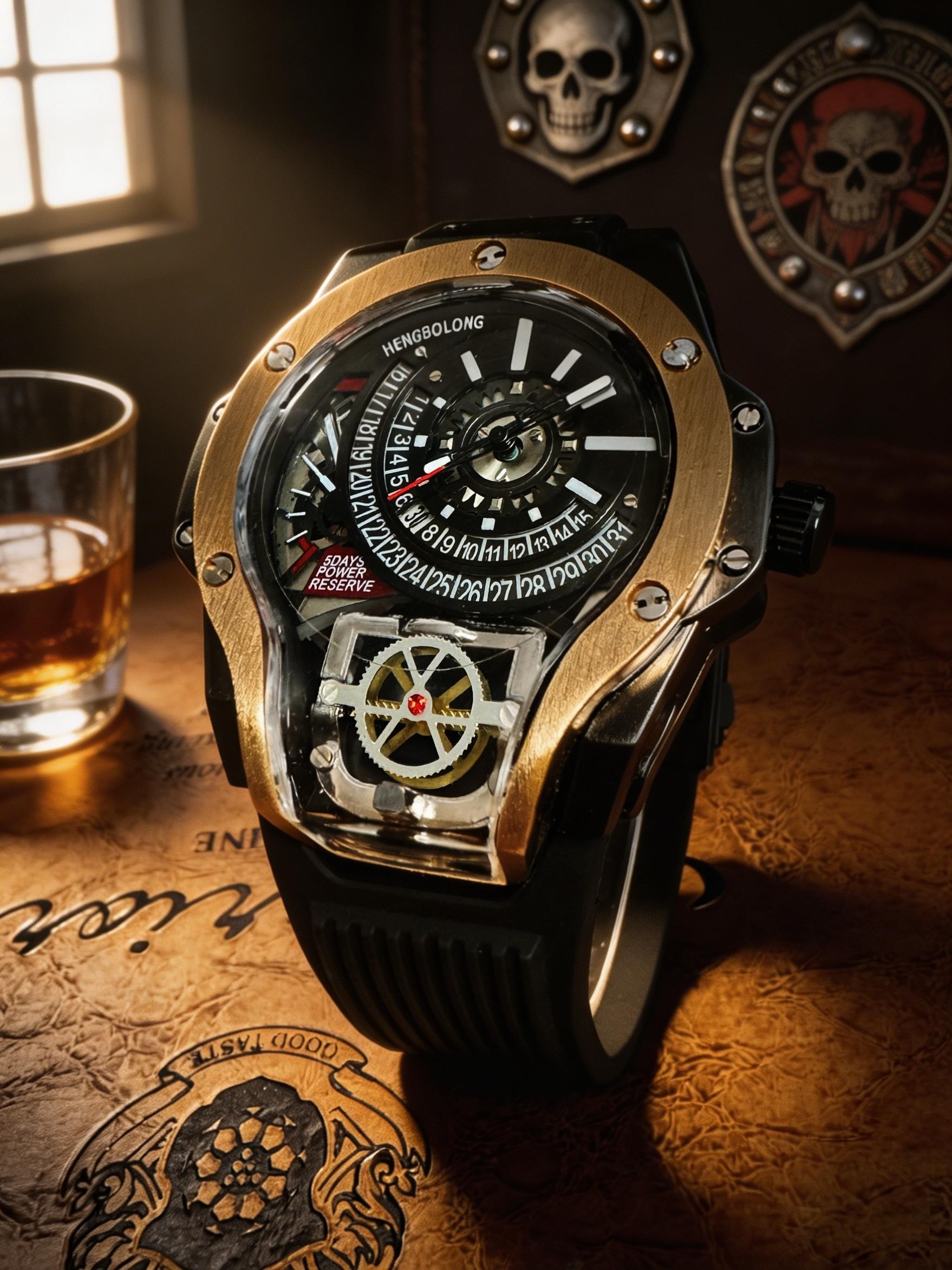 World of Warcraft Large Dial Strange Shape Men's Mechanical Texture Quartz Watch, Punk Personality Popular Dominant World of Warcraft Party Youth Gift Watch, Gift Box Packaging