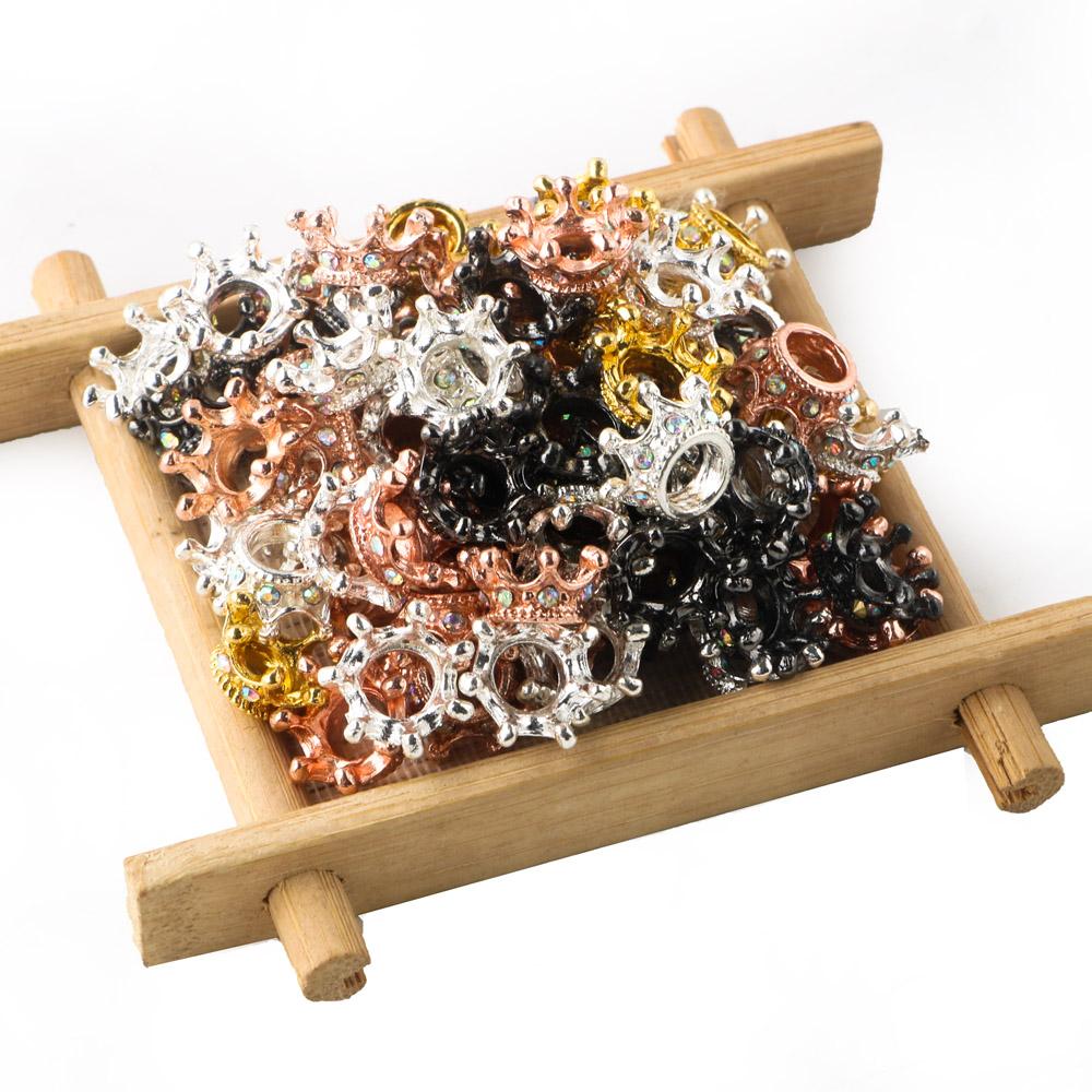 20Pcs Rhinestone Crown Shape Beads Alloy Loose Spacer Beads For Jewelry Making DIY Mix Beads Bracelet Necklace Accessories