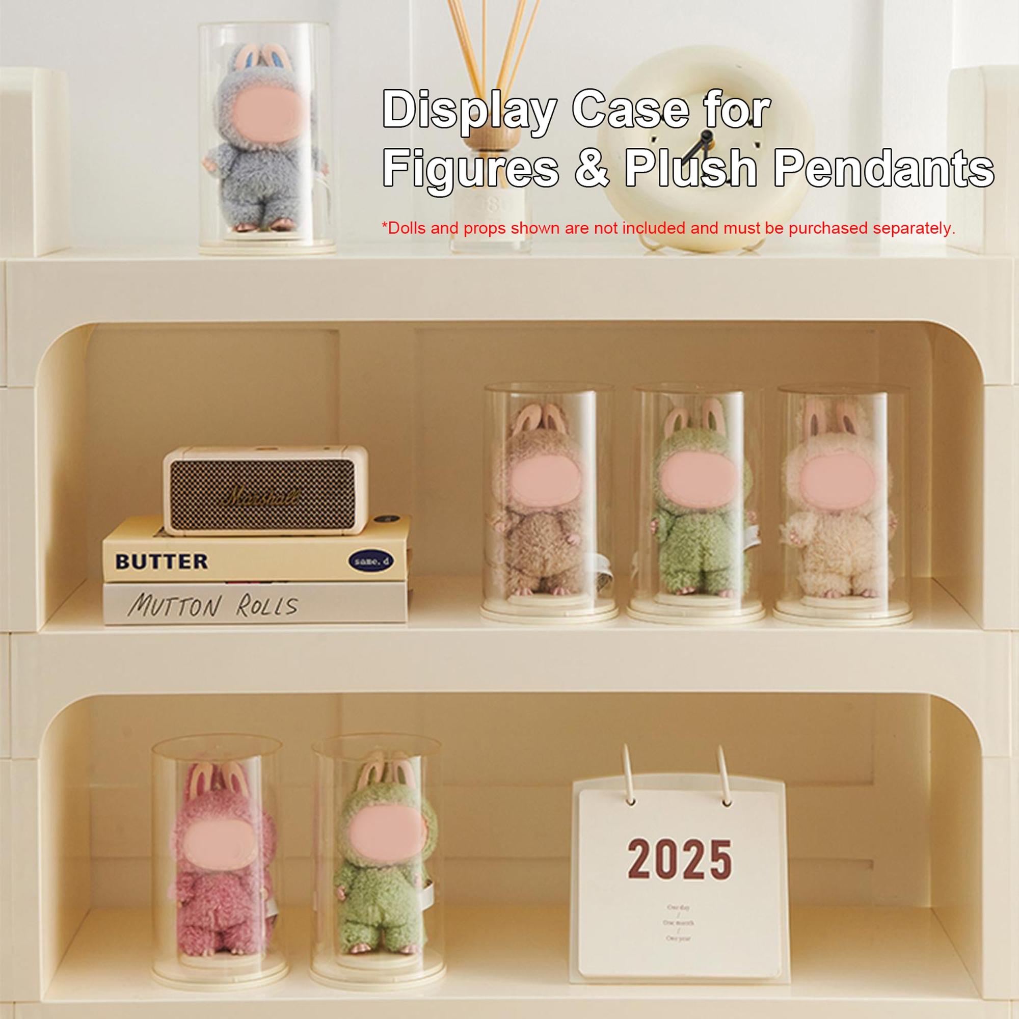 Plush Pendants Storage Display Jar with Doll Support Stand, Large Size Stackable Box, Suitable for Handmade Labubu Dolls & Trendy Toy Collection