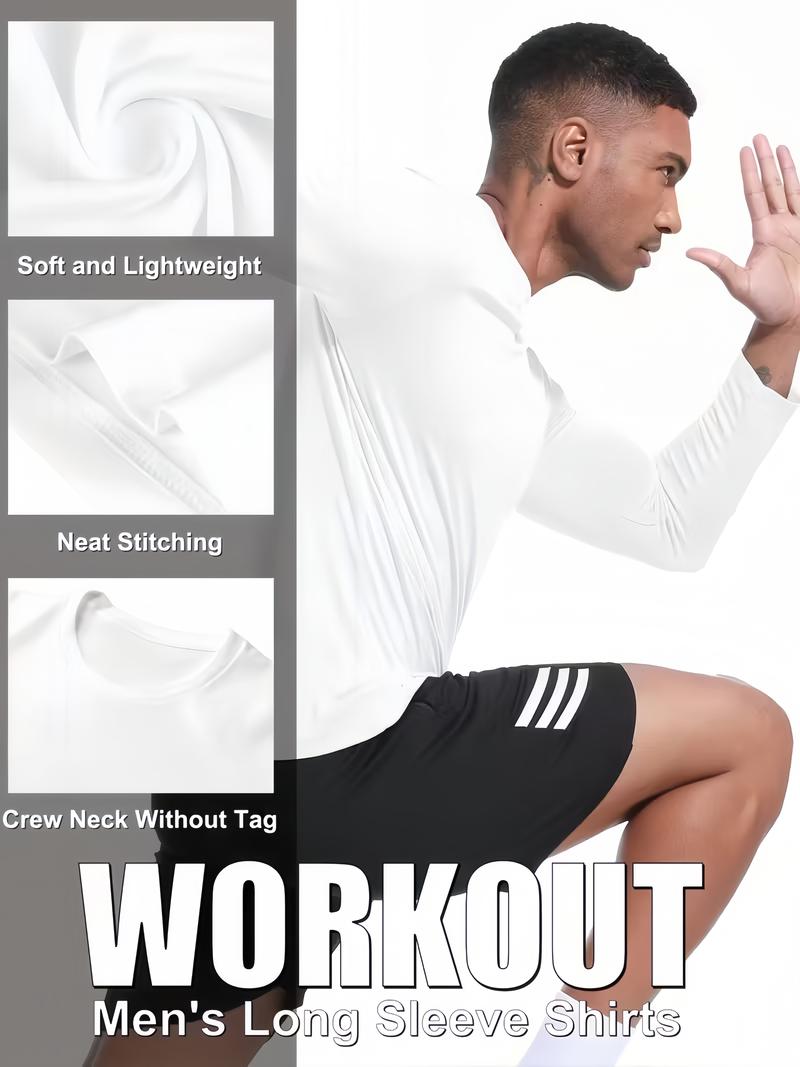 6pcs Men'S Long Sleeve T-Shirts - Quick-Dry Gym Shirts with Moisture-Wicking Fabric, Color Options for Workout, Running, Casual Attire - Breathable Athletic Tops for Active Lifestyles, Workout Shirts, Running Gear, Round Neckline, Stretchy Material 6pcs Men'S Long Sleeve T-Shirts - Quick-Dry Gym Shirts with Moisture-Wicking Fabric, Color Options for Workout, Running, Casual Attire - Breathable Athletic Tops for Active Lifestyles, Workout Shirts, Running Gear, Round Neckline, Stretchy Material