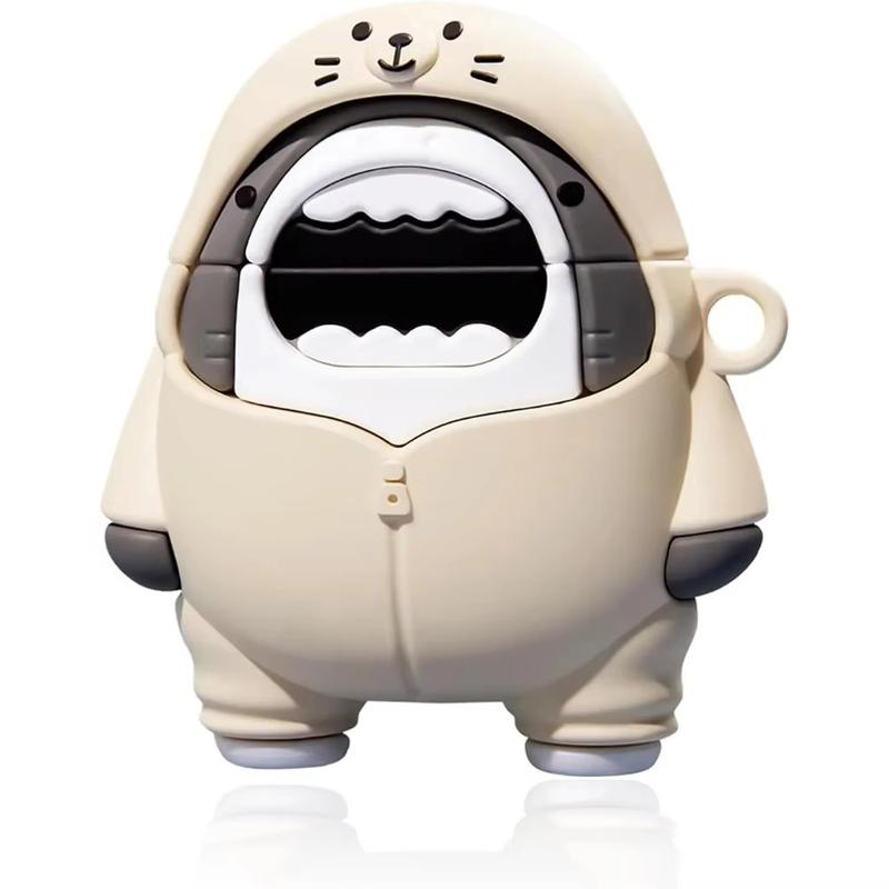 Cute Shark 3D Cartoon Silicone Cover for AirPods Pro 1/2 with Keychain  airpods pro case  air pods case