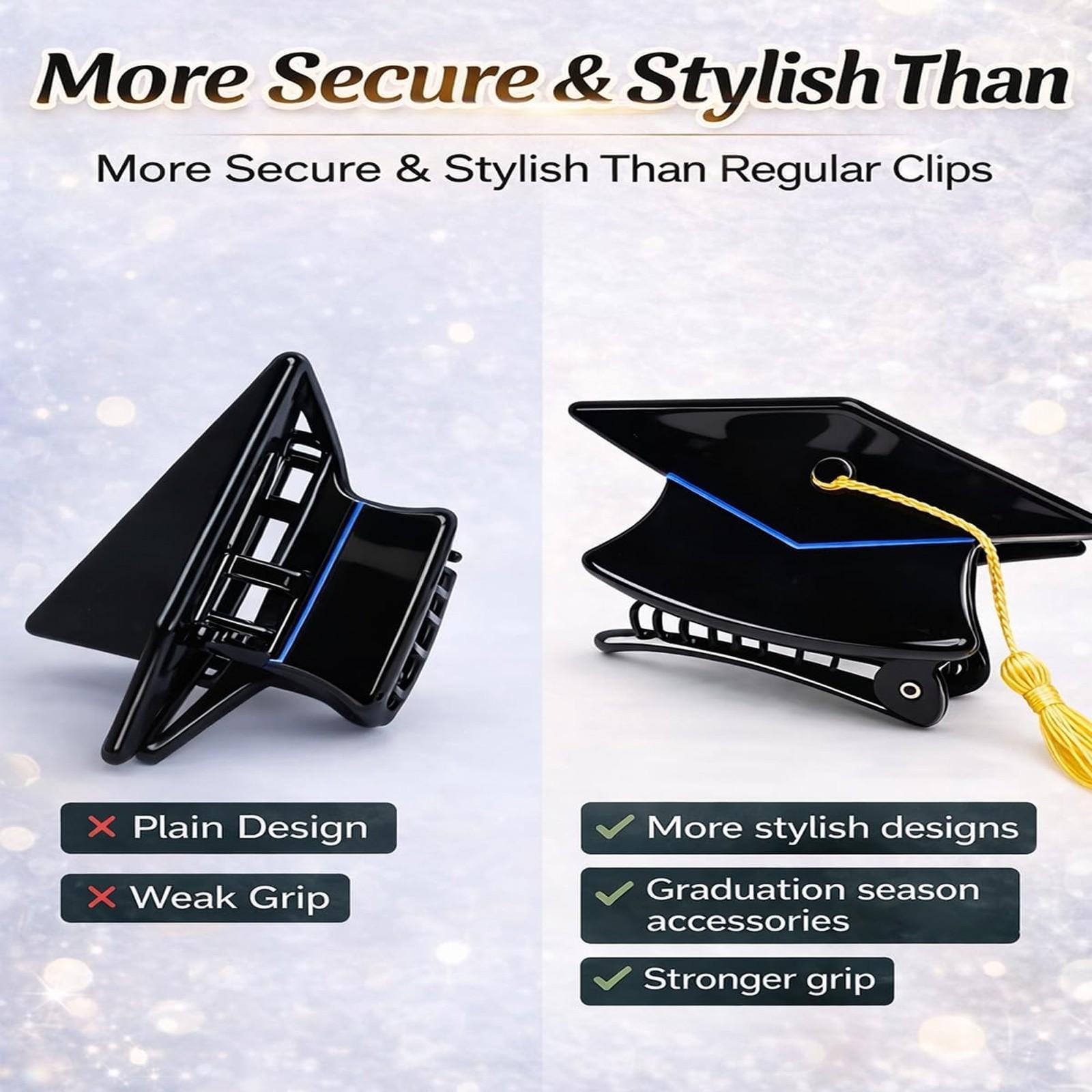 1/2 PCS Graduation Cap Tassel Hair Clip, Mini Graduation Cap Hair Claw Clips for Women Girls, Grad Ceremony Party Gift Hair Styling Decoration, Cute Hair Accessory for Thin Thick Short Long Curly