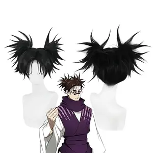 High-Quality ‌Anime Jujutsu Kaisen Choso Cosplay Synthetic Hair 14-Inch Double Ponytail High Braids Halloween Daily Party Wig