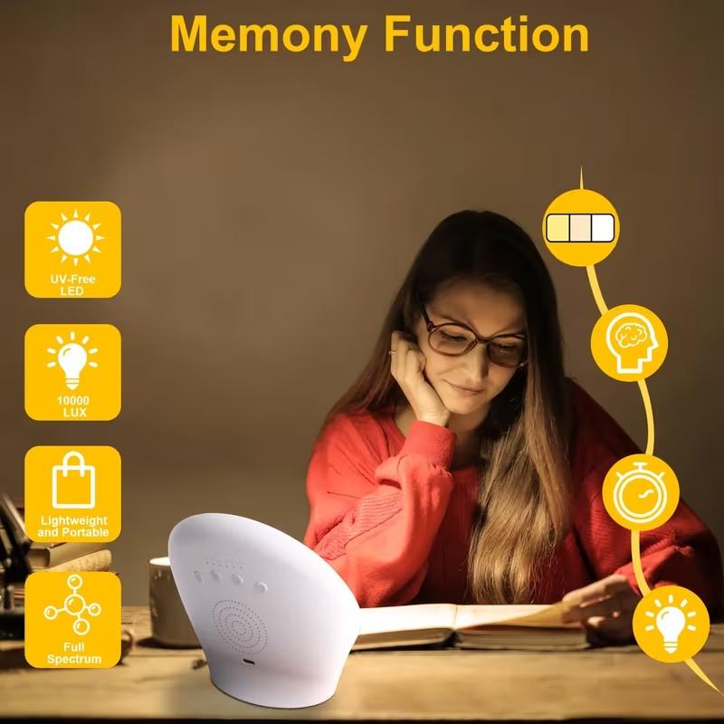 LED Sunlight Lamp Simulates Natural Light, Touch Control with Memory Function, Adjustable Brightness Levels, Portable Home Office Use