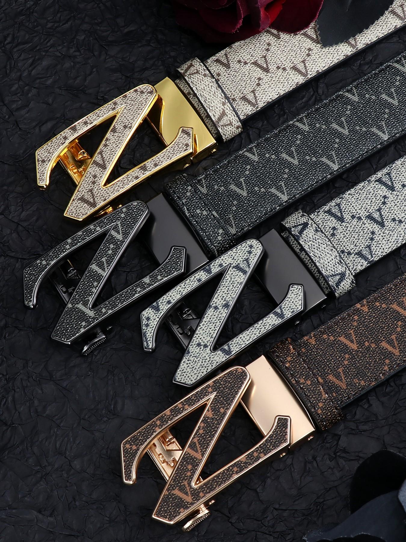 アンリアン　letter motif belt New Luxury Quality Letter Z Alloy Automatic Buckle Belt, Youth Men