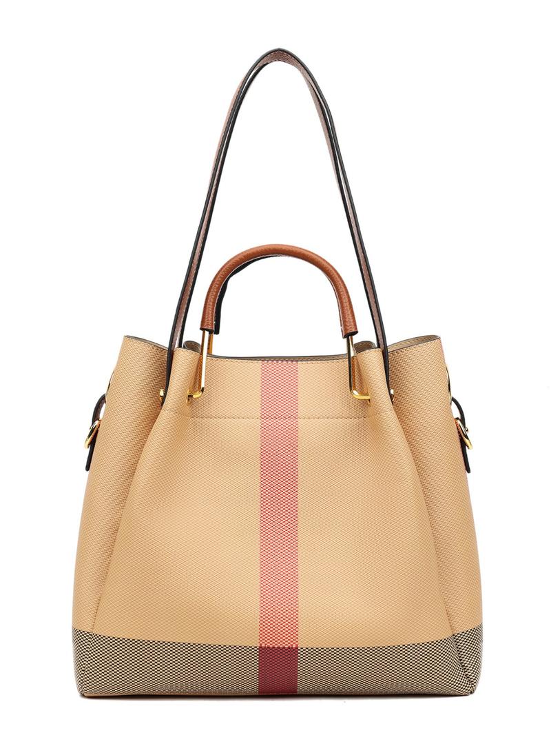 Elegant Zippered Handbag for Women, Fashionable Crossbody Bag, Casual Plaid Work Backpack, Stylish Daily Use Accessory