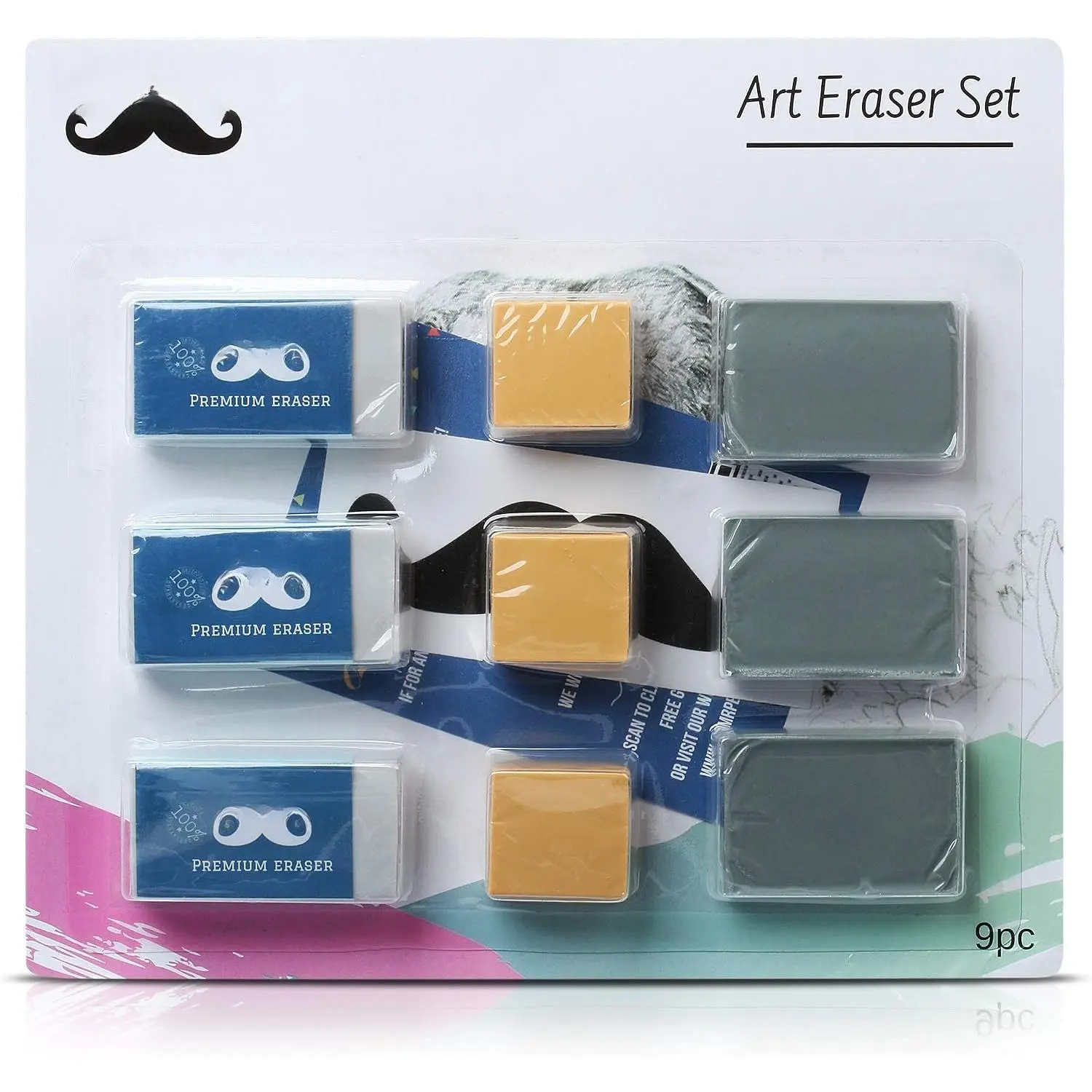 - Art Eraser Set, 9 Pack, 3X White Vinyl Latex-Free | 3x Kneaded and 3x Artist  Erasers, Non-Abrasive, Smudge Resistant,  for Artists And Designers