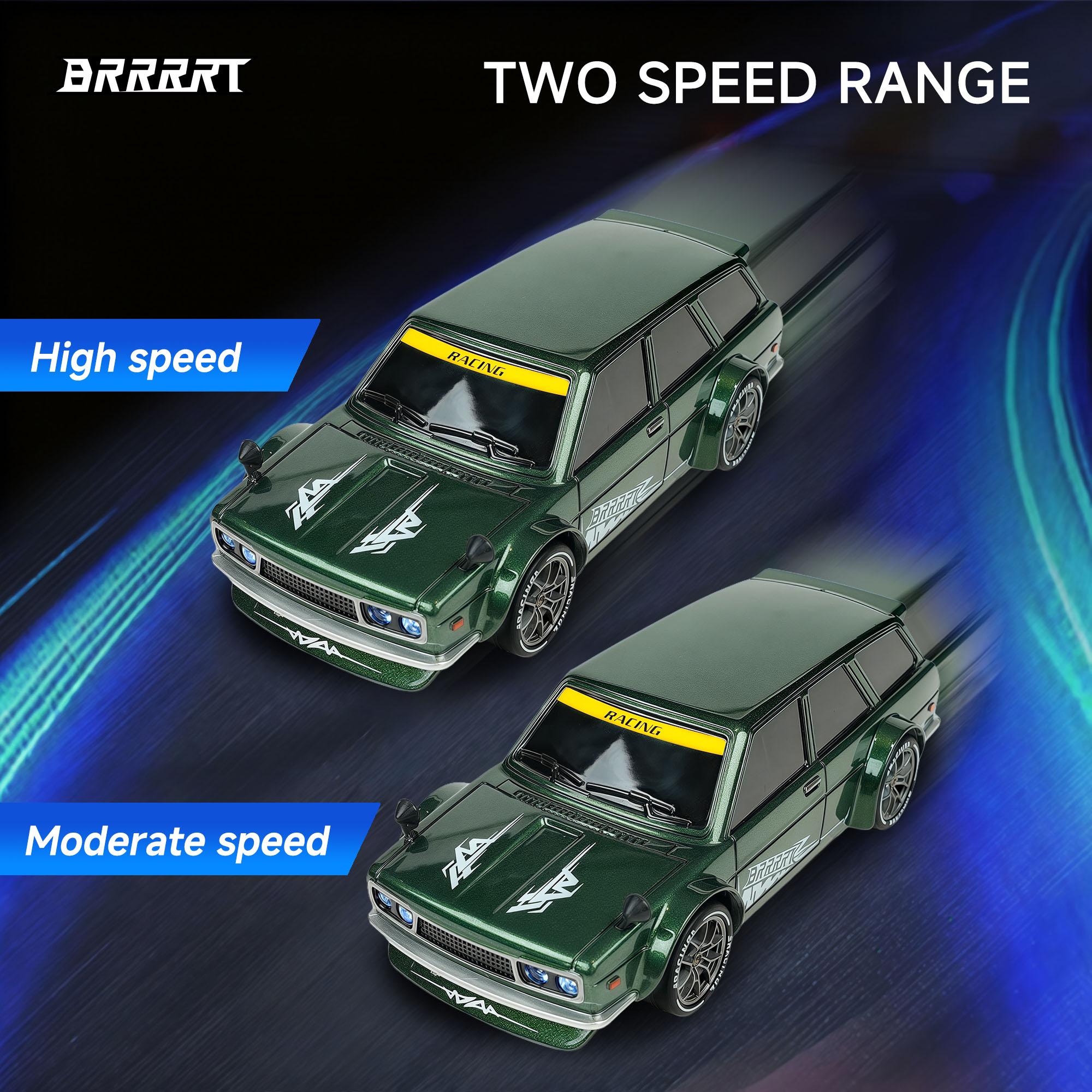 BRRRRT High-speed drift racer with wireless remote control and four-wheel drive power. Features high-brightness LED headlights and a shock-resistant PVC elastic body. This passion-fueled racing car never fears the dark—the  Easter gift for boys and girls