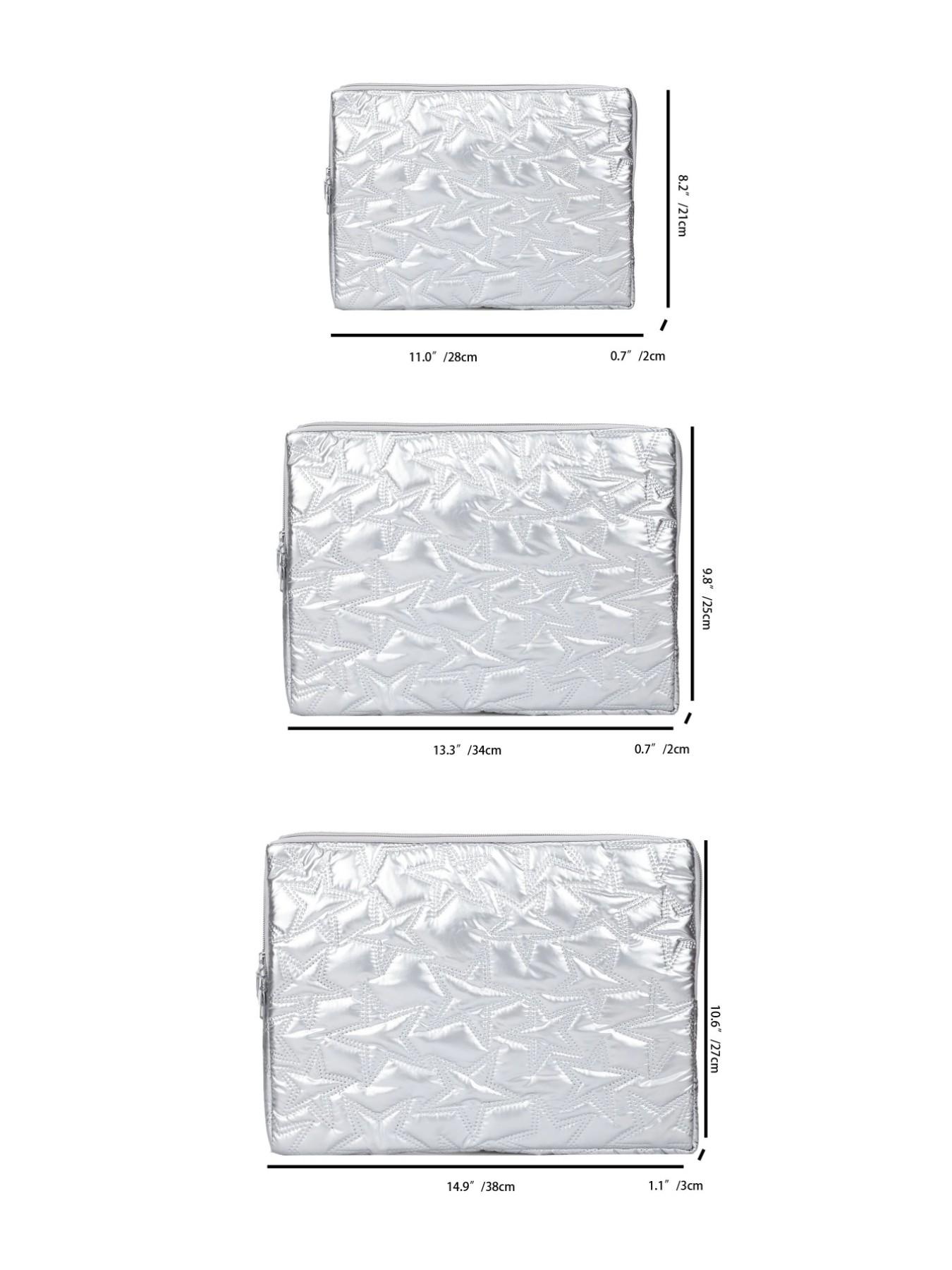 Star Pattern Laptop Backpack, Silver Color Five-Point Star Design, Multi-Size Notebook Case, Ideal for Teachers and Students