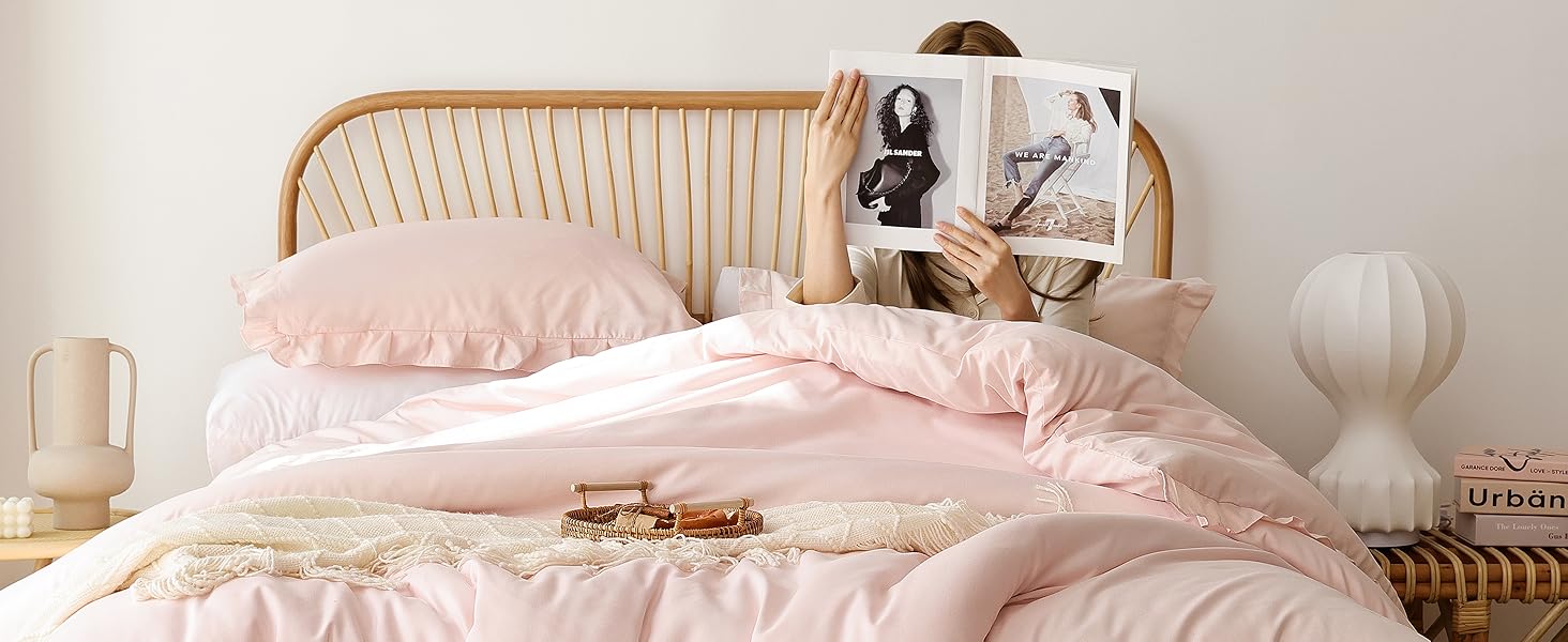 Blush Pink Comforter Set King – Soft Microfiber, Lightweight All Season Bedding, Ruffle, Breathable Set with 2 Pillow Shams, Machine Washable Blush Pink Comforter Set King – Soft Microfiber, Lightweight All Season Bedding, Ruffle, Breathable Set with 2 Pillow Shams, Machine Washable