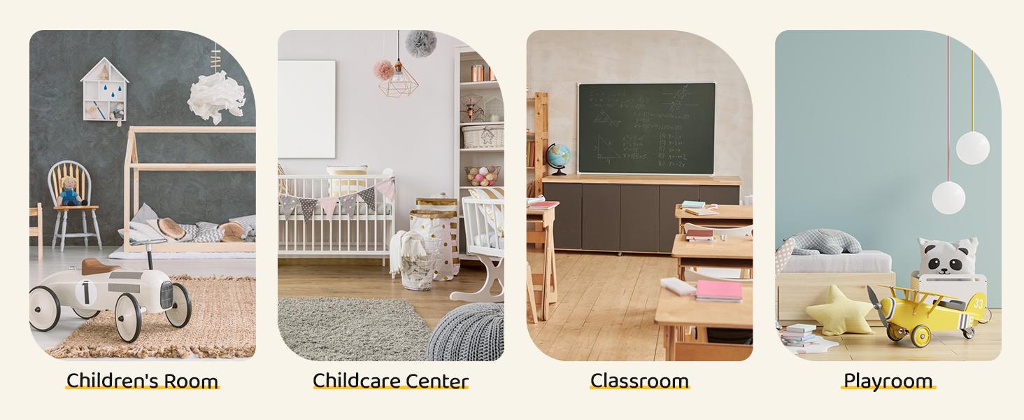 Kid Bookshelf & Toy Storage Organizer with Sliding Door, Toy Box Chest for Playroom Bedroom Living Room