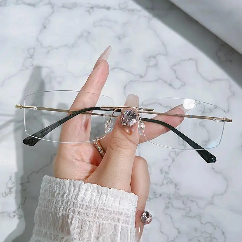 Metal Rimless Myopia Glasses Vintage Retro Men Business Near Sight Eyeglasses Finished Prescription Ladies Minus Eyewear Diopter