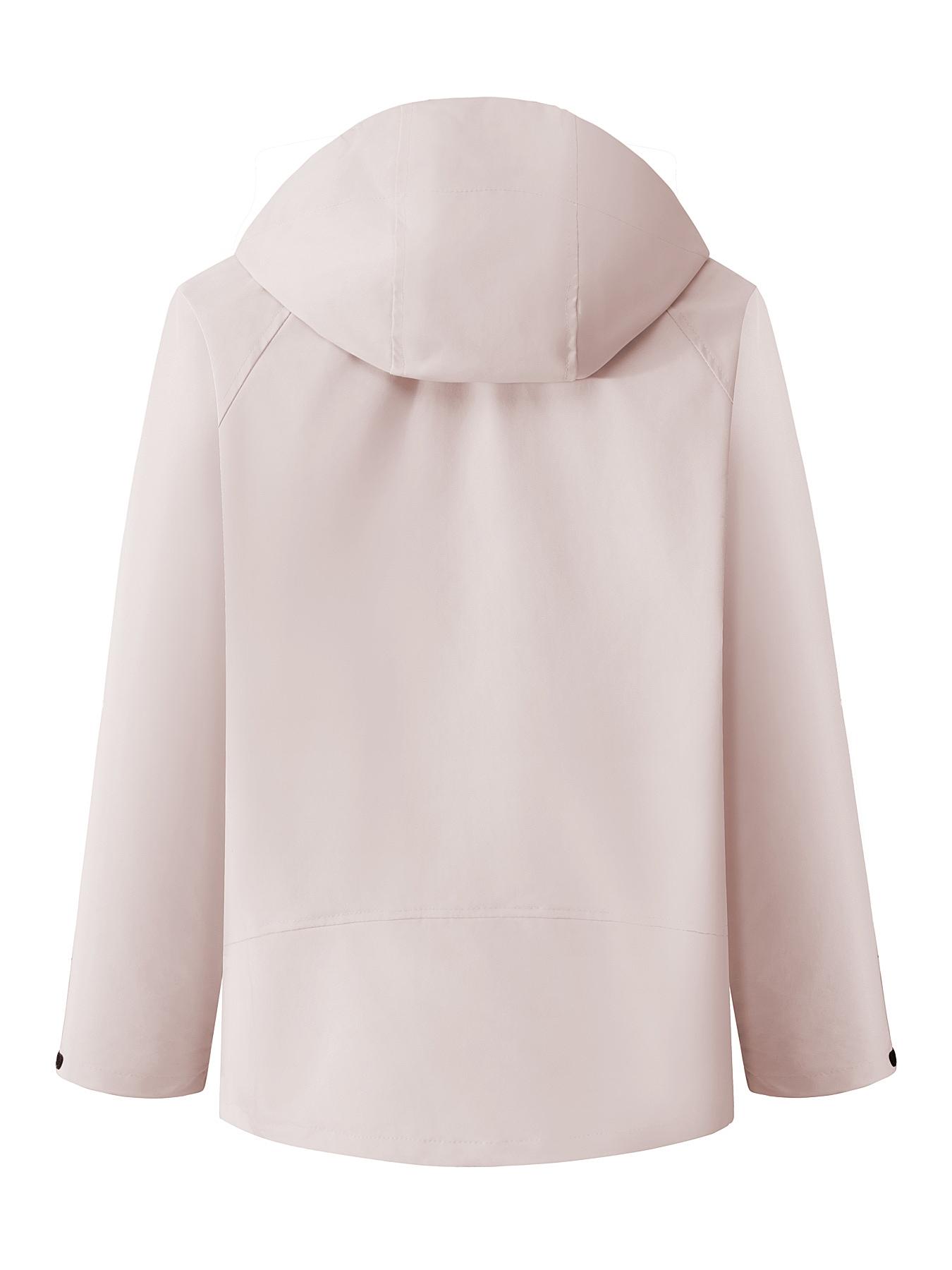 Women's Solid Zip Up Drawstring Hooded Jacket, Outdoor Lightweight Windproof Waterproof Long Sleeve Sports Jacket for Cycling Snow Skiing, Women's Sportwear for Fall & Winter, Waterproof Windproof Outerwear