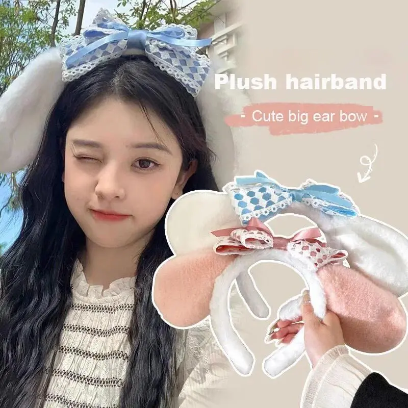 New Cute Cinnamoroll Plush Headband Cartoon Puppy Ear Hair Hoop Kawaii Hair Accessories Adorable Soft Hairband Perfect