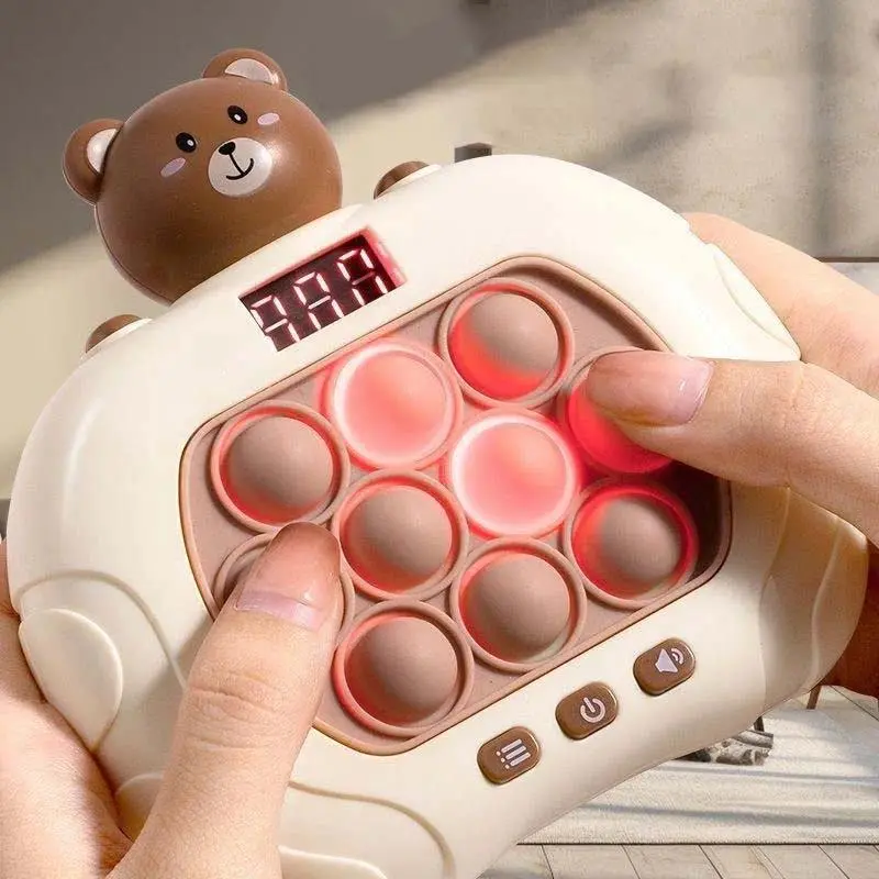 Electronic Quick Push Bubble Game Handle Toys Pop Up Light Fidget Fun Puzzle Anti-Stress Game Machine Toy Gifts For Kids Adults