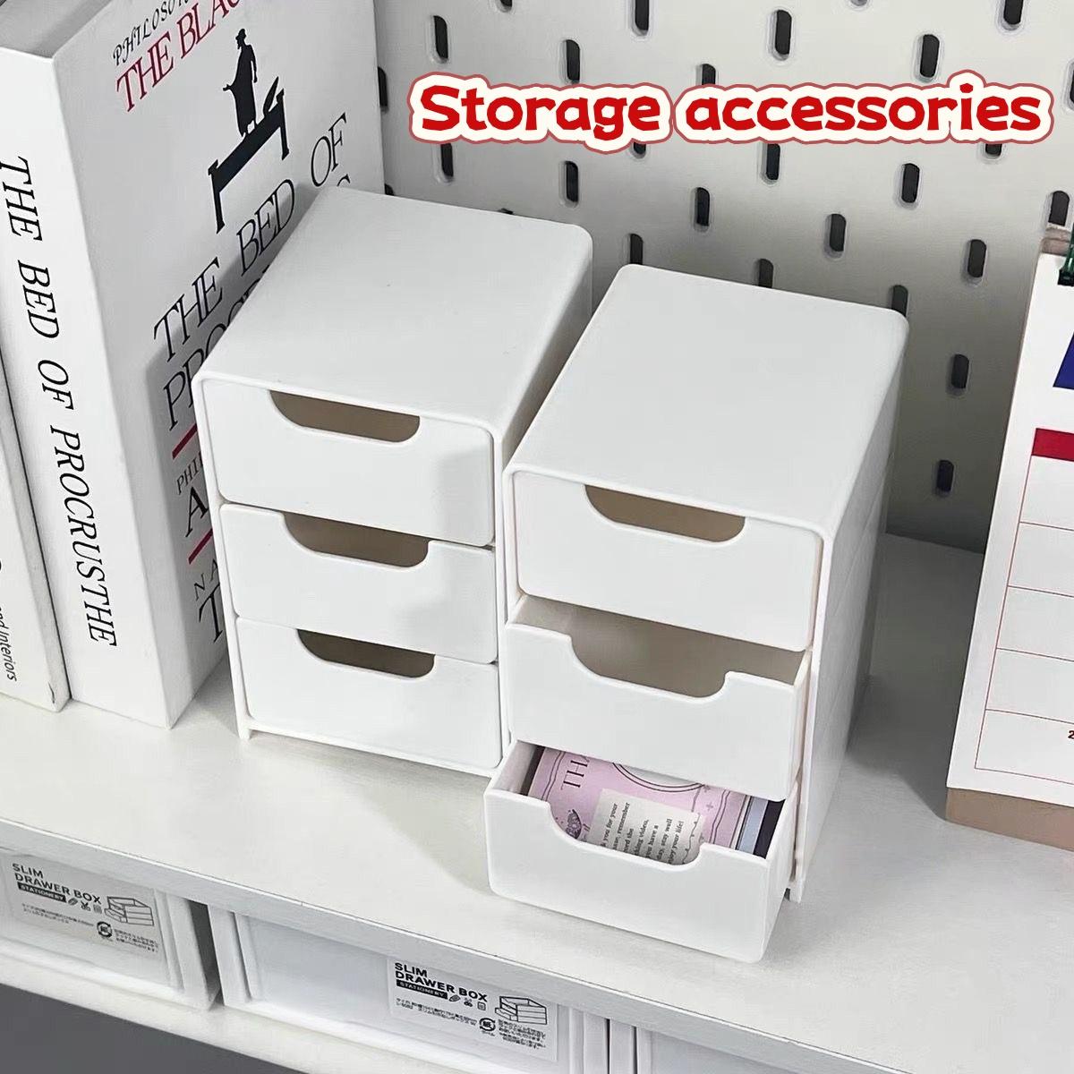 2-Piece Three-Tier Drawer Storage Box, Fashion Style, Hair Accessories Jewelry Organizer, Desktop Small Item Holder, Stackable Plastic, Multi Compartment, Jewelry Storage Unit
