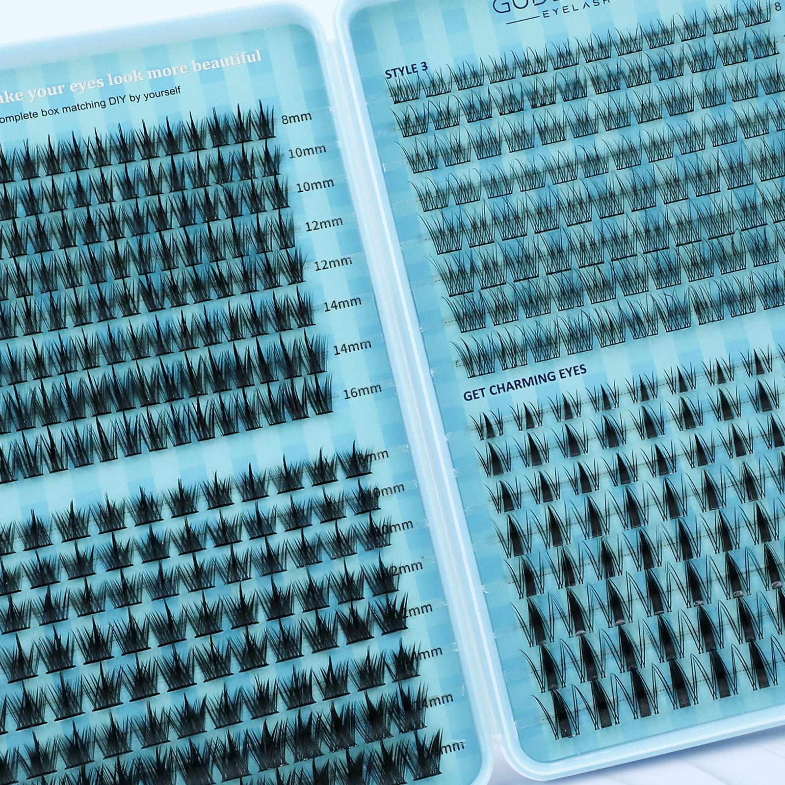 400pcs Fairy False Lashes Kit, Includes Glue, Tweezers, Remover & Natural Fluffy Clusters, Perfect for Beginners, Daily Wear, Ideal Holiday Gift, Eyelash Set