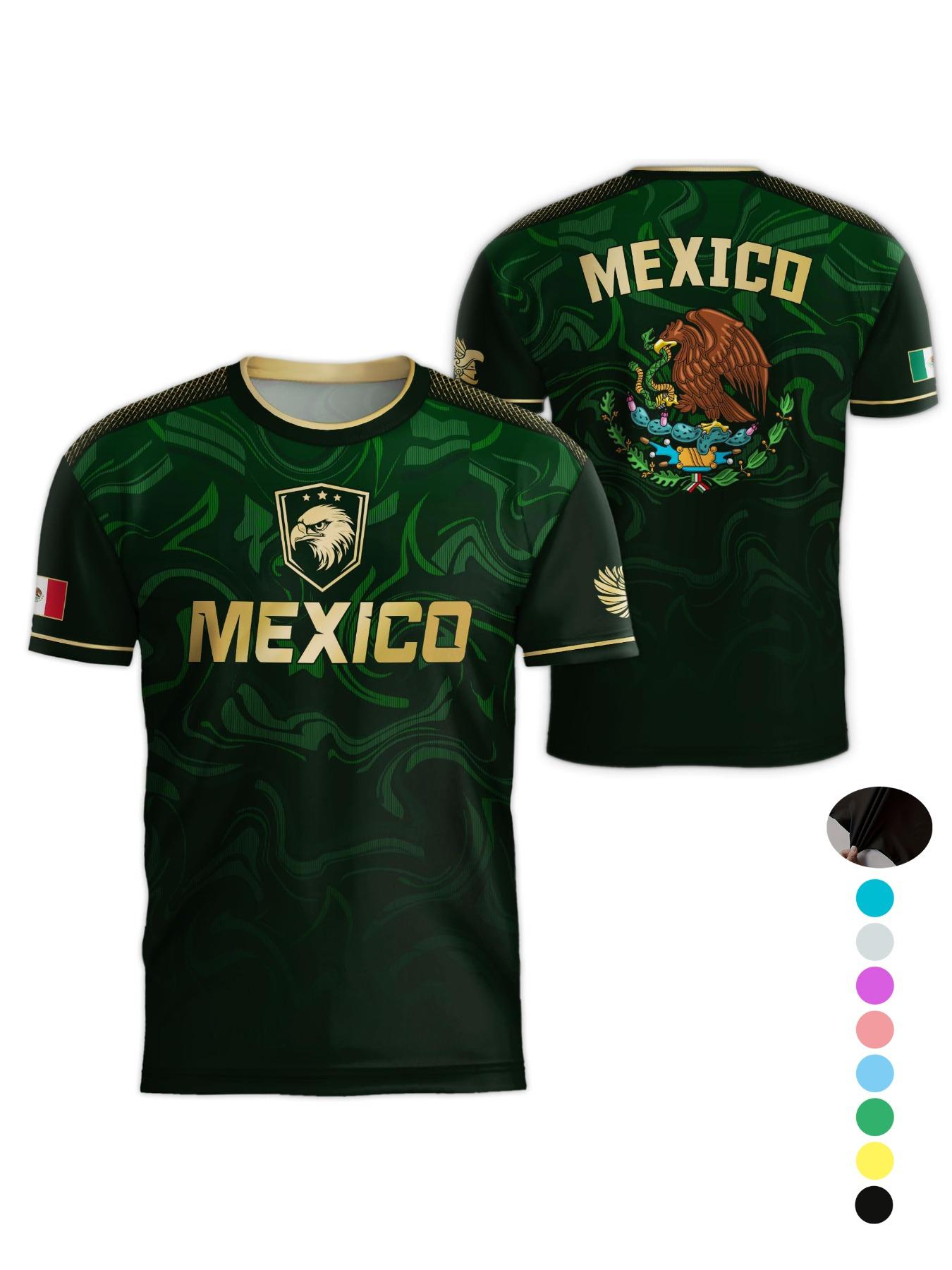 Mexico World Cup Short Sleeve T-Shirt, Breathable Quick-Dry Sports Fabric, Casual Fitted Ombre Design, Unisex Long Tee for All Seasons, Athletic Sports Clothing