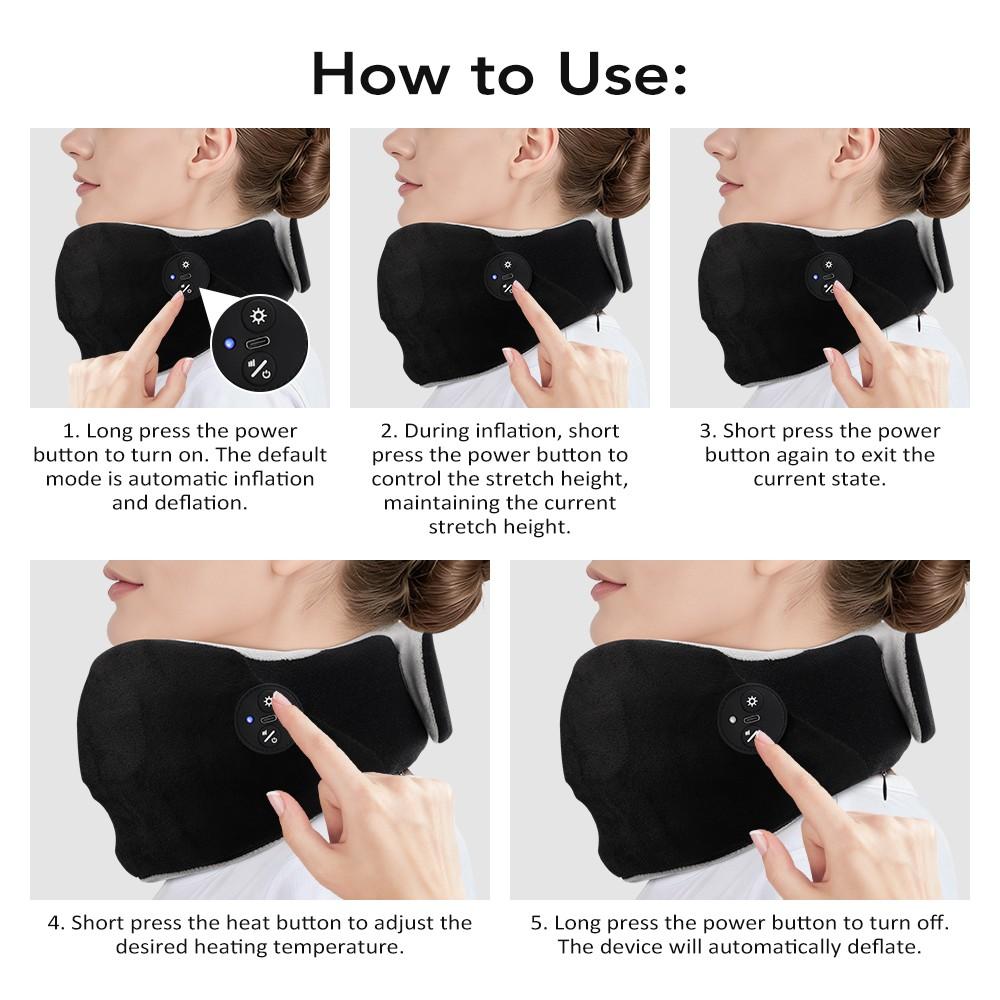 Smart Temperature Control Adjustable Neck Support, Heated Neck Massager, Cervical Pillow, 4 Heat Settings, Electric Neck Massage Device