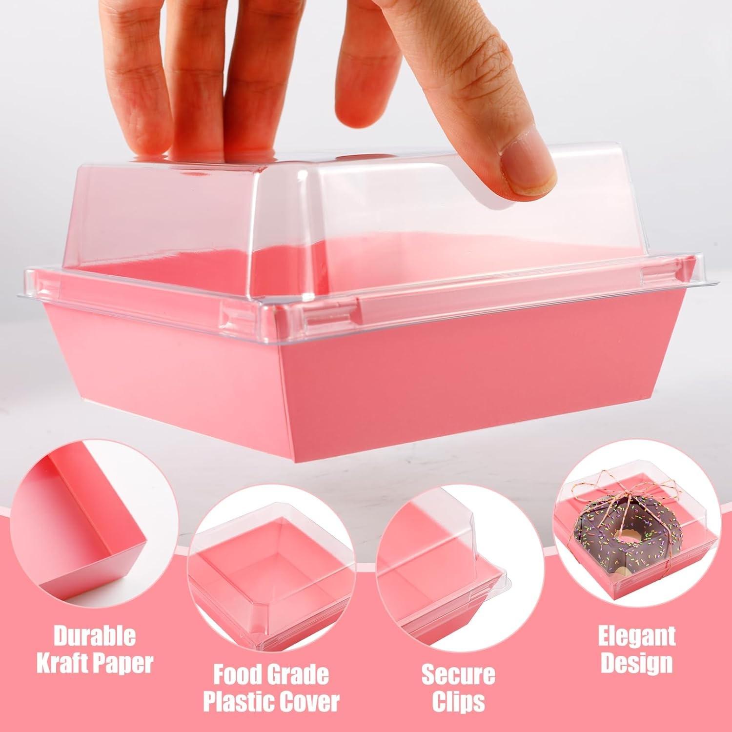 20/50pcs Macaron Sandwich Packaging Box, Meat Paste Dessert Roll Cake Box, Disposable Takeaway Sweet Food Box, Baking Cake Box, Transparent