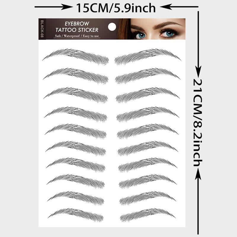 9 Pcs Waterproof Brow Temporary Tattoo Stickers, Eyebrow, Realistic Effect, Elegant, Long-Lasting, Easy Application and Removal, Ideal for Daily Makeup