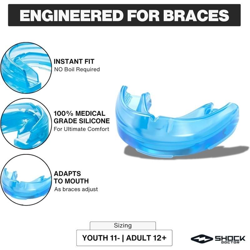 Orthodontic Mouth Guard for Braces, No Boil Custom Fit, BPA-Free, Latex-Free, Dental Protection for Contact Sports, Comfortable & Durable