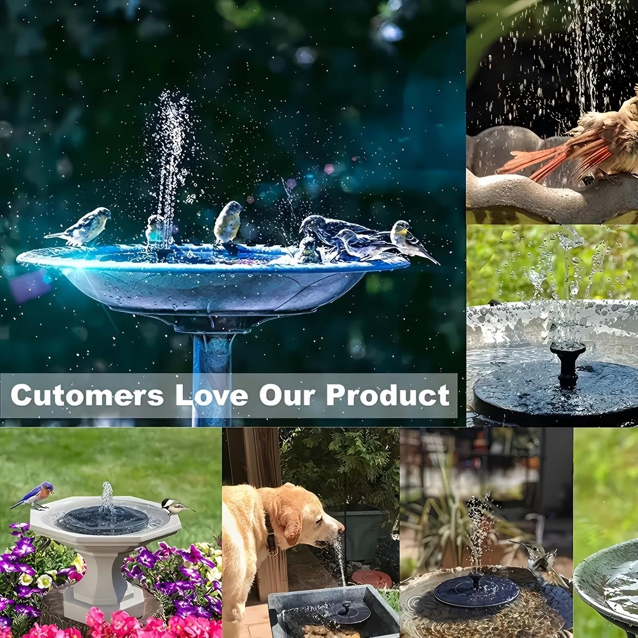 Solar Fountain Pump 18cm/7.1inch, 6 Nozzles, Ideal for Bird Bath, Pond, Garden, Pool, Fish Tank, Outdoor Aquarium