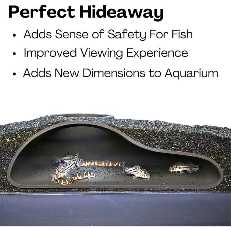 Aquarium Underground Tunnel Cave, Natural Curve Sand Burrow Tunnel, Fish Tank Decor Hiding Spot, Suitable for Corydoras Catfish, Kuhli Loach, American Cichlid