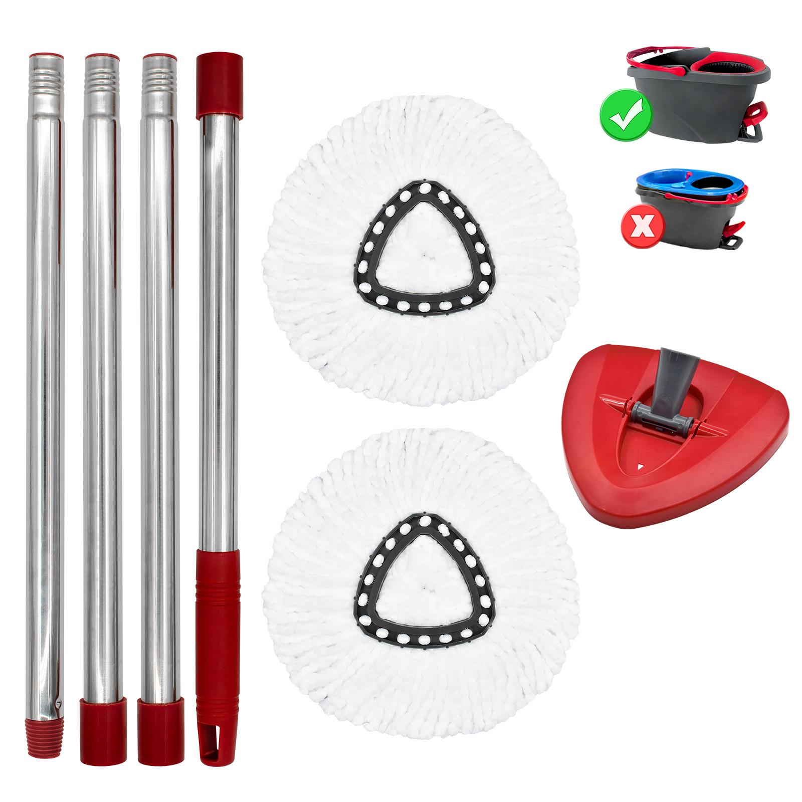 1 set Upgrade Triangle Rotating Mop Set, Includes Mop Handle, Base, Replacement Brush Head and 2Microfiber Refills, Compatible with Vileda/o-Cedar System, Effective and Easy Cleaning Set, Kitchen Bathroom Cleaning Supplies, Christmas, Triangle Mop Heads