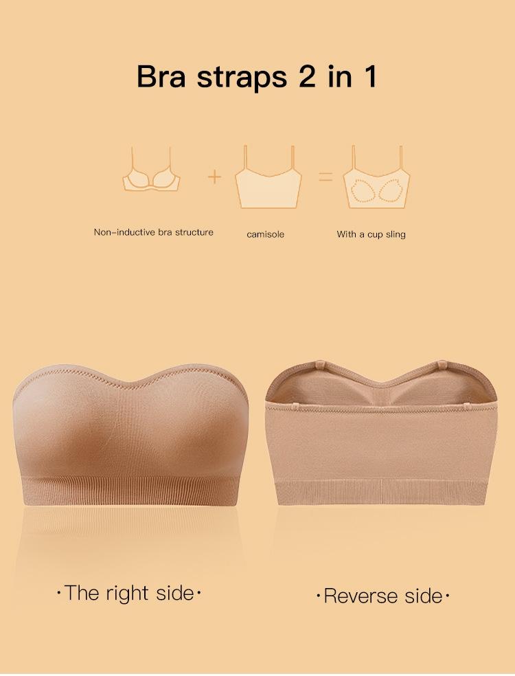 Push Up Strapless Bras for Women Supportive Bandeau Bra Non Slip Wireless No Underwire Padded Tube Bra