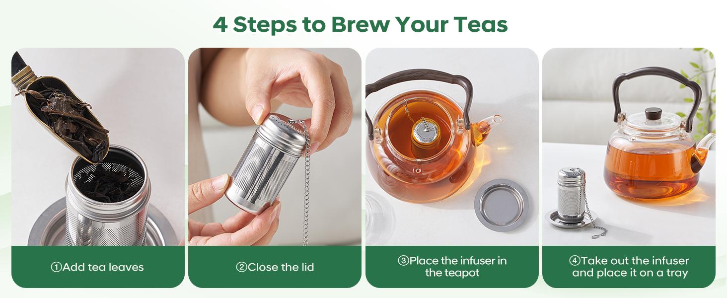 316L Stainless Tea Infuser – Fine Mesh Loose Leaf Tea Steeper for 8–16 oz Mugs, & Small, Dishwasher Safe (1 Pack)