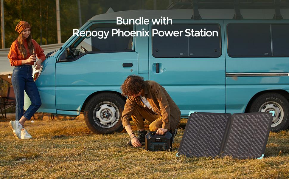 Renogy E Flex 120 Watt Foldable Solar Panel with Adjustable Kickstand and Integrated Carry Handles for Road Trip, Camping, RV, and Fishing