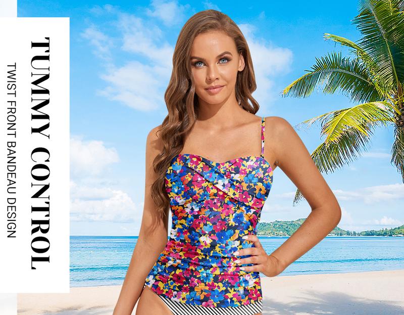 Holipick Tankini Top for Women Twist Front Bandeau Swim Top Tummy Control Bathing Suit Top Only No Bottom Holipick Tankini Top for Women Twist Front Bandeau Swim Top Tummy Control Bathing Suit Top Only No Bottom