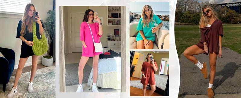 Molitree Rompers for Women Casual Short Sleeve Oversized Athletic Jumpsuits Workout Reversible Hot Shot Tee Romper Overalls