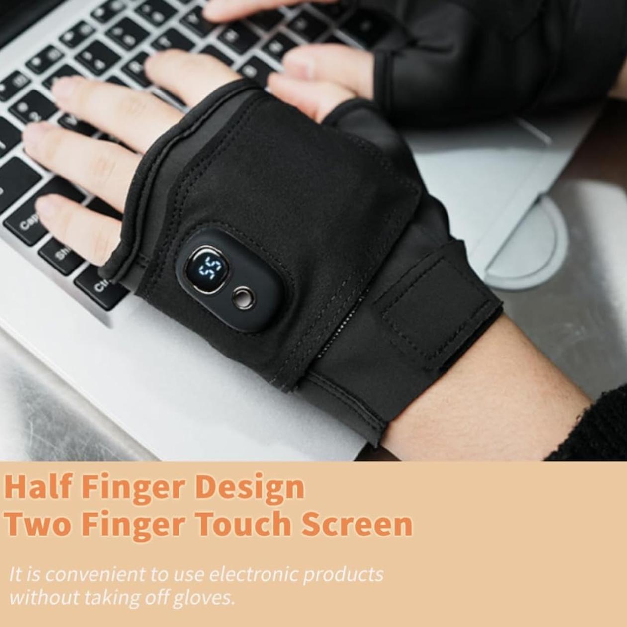 Rechargeable Smart Heated Gloves, Upgraded Smart Thermostatic Electric Heated Fingerless Gloves Rechargeable, Winter Hand Warmer for Work Cycling Skiing Outdoor Snow