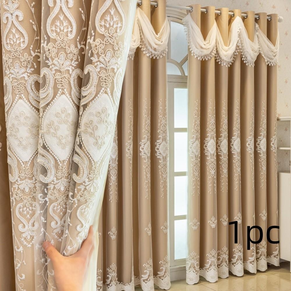 1pc Luxury Double-Layer Blackout Jacquard Curtain, Thermal Insulation Noise Reduction, Cozy Decor for Bedroom Living Room Floor-To-Ceiling Window