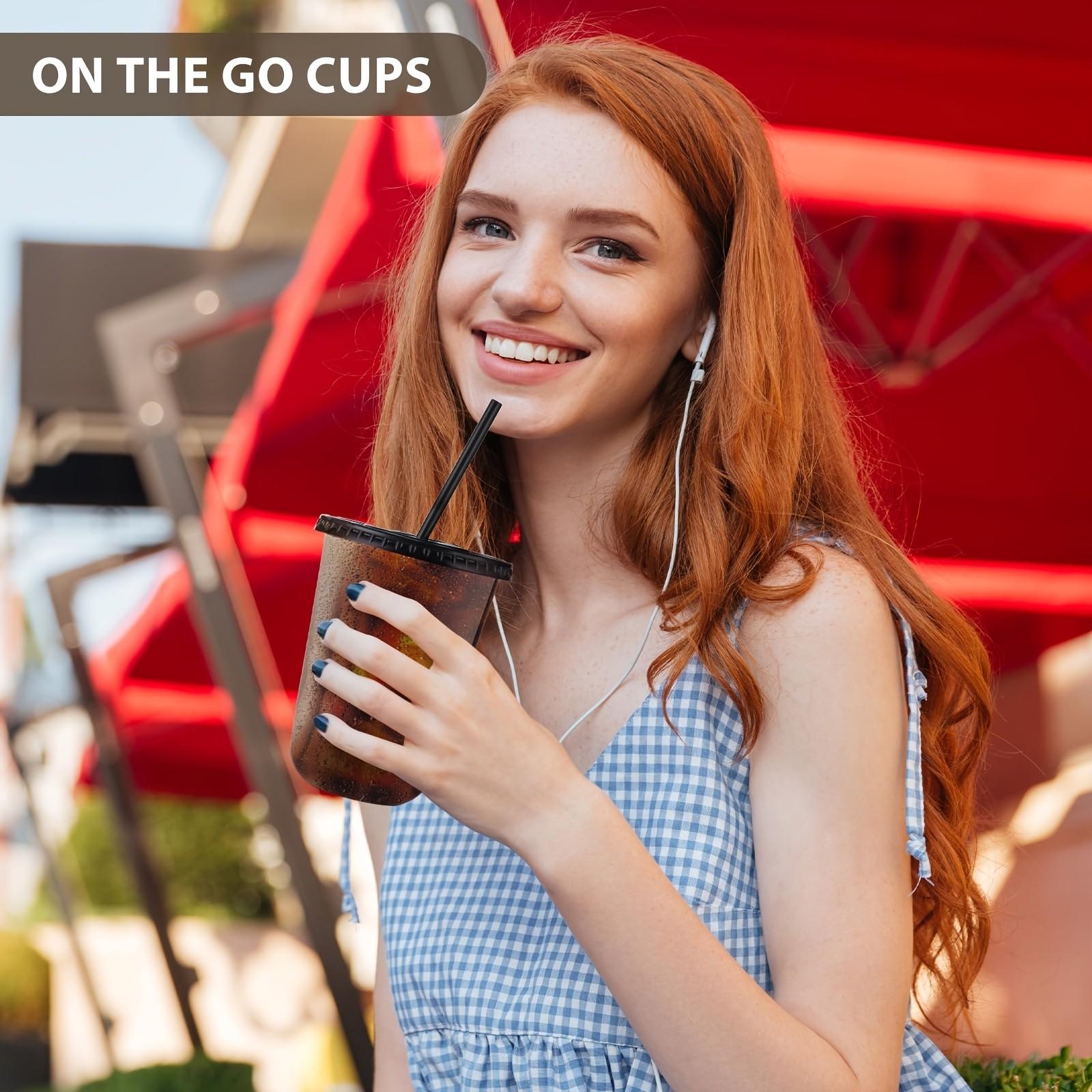 20/50 Sets 16 Oz Transparent Cups with Lids and Straws, Disposable Cold Drink Cups for Ice Coffee, Milk Tea, Smoothies, Party Activities