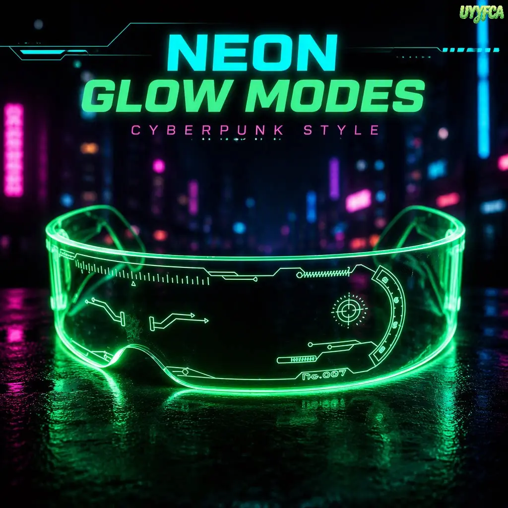 LED Light Up Cyberpunk Circuit Visor Glasses - Lightweight Acrylic Futuristic Glowing Neon Party Goggles, Y2K Tech Style Eyewear for Rave Parties, Cosplay, Halloween Costume Accessory